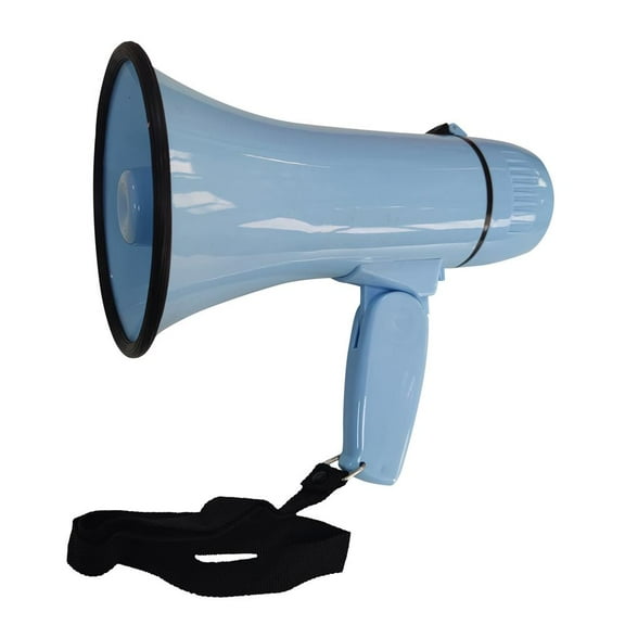 Lightweight and Portable Bullhorn Megaphone, Aux (3.5mm) Input for MP3/Music, Automatic Siren, 20-Watt, MIC/TALK (Blue)