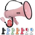 thumbnail image 1 of Lightweight and Portable Bullhorn Megaphone, Aux (3.5mm) Input for MP3/Music, Automatic Siren, 50-Watt, MIC/TALK (Pink), 1 of 7