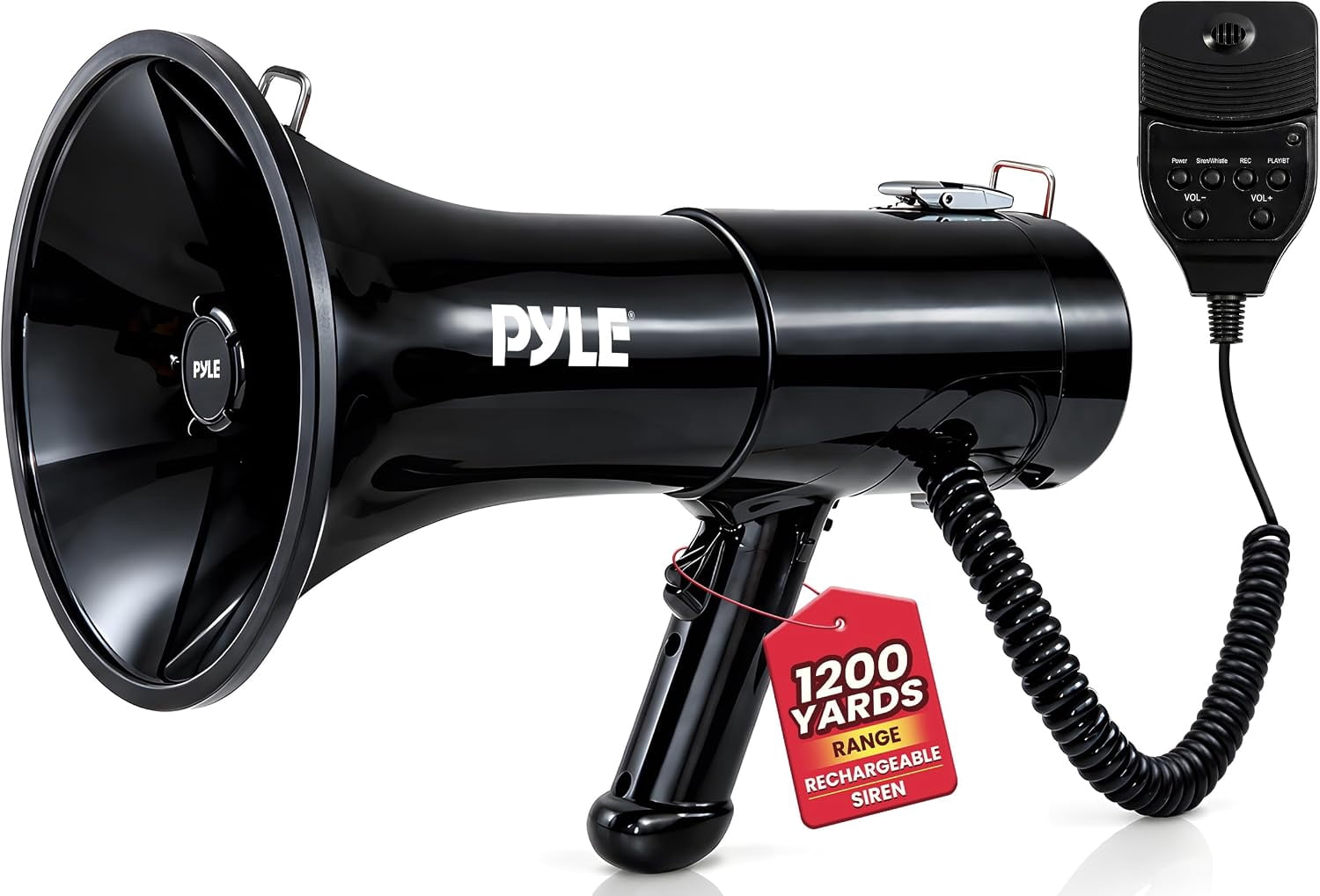 Pyle, Hand Megaphone, MIC/TALK/SIREN/WHISTLE/RECORD240s, 100 Watts