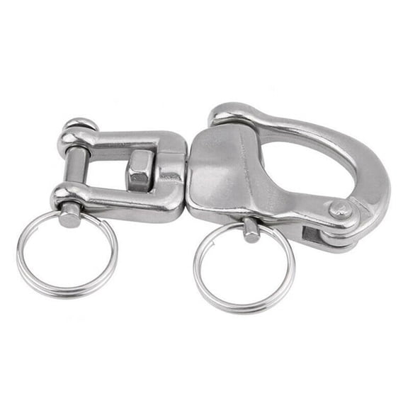 Lightweight and Strong Boat Hook Stainless Steel Spring Shackle with Fork for Boats Watercrafts Easy Attachment Removal