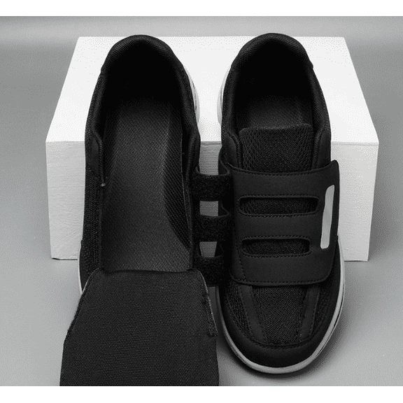 Lightweight, comfortable and anti-slip walking shoes for both men and women, with a large opening upper design and hook and loop fastener.