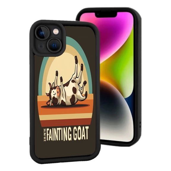 Lightweight iPhone 15 Case - Playful Cow Design with Retro Earthy Tones Vintage Aesthetic Perfect for Animal Lovers