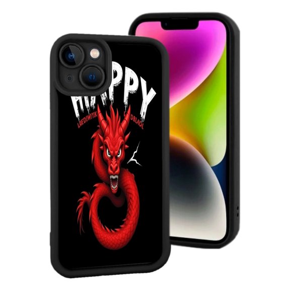 Lightweight iPhone 15 Case - Striking Design with Bold ' HAPPY ' Text Perfect for Style and Protection