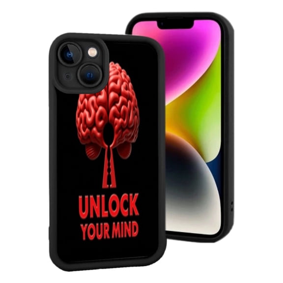 Lightweight iPhone 15 Case - Stylish Red Brain Design with Intricate Folds Perfect for Creative Minds - Unlock Your Style
