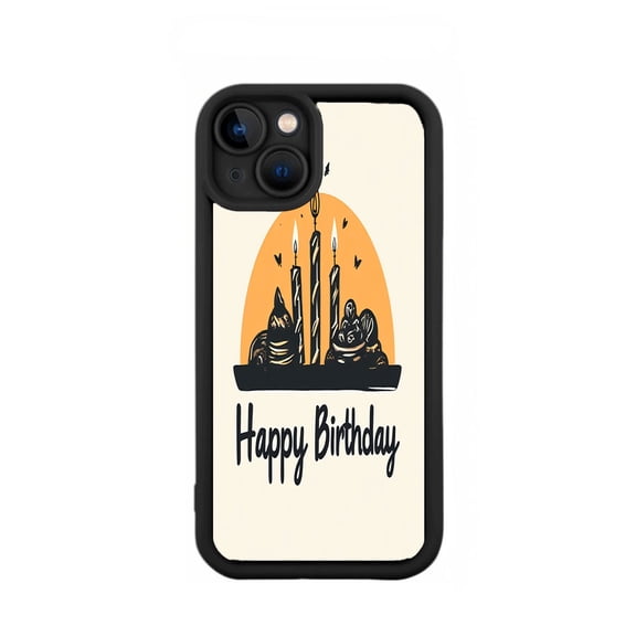 Lightweight iPhone 15 Case - Yellowing Resistant with Festive Candle Design & ' Happy Birthday ' Text - Perfect for Celebrating Birthdays