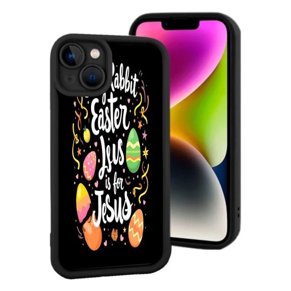 Lightweight iPhone 15 Phone Case - Colorful Easter Eggs Design with Stars & Ribbons Fun ' Abbit Easter Luis is for ' Text