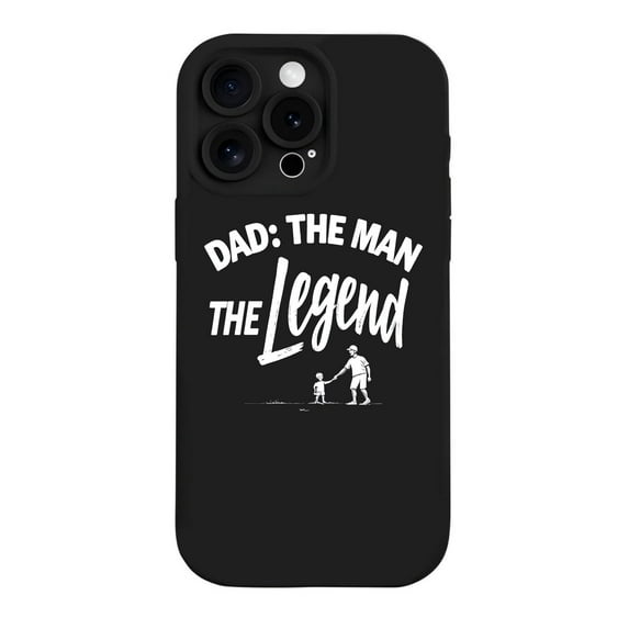 Lightweight iPhone 15 Pro Case - Yellowing Resistant with Minimalist Design Featuring Bold ' DAD: THE MAN THE LEGEND ' Text and H in - Hand Illustration