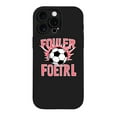 thumbnail image 1 of Lightweight iPhone 15 Pro Case - Yellowing Resistant with Dynamic Soccer Ball Design & Bold Pink " FOULER FOETRL " Text, 1 of 6
