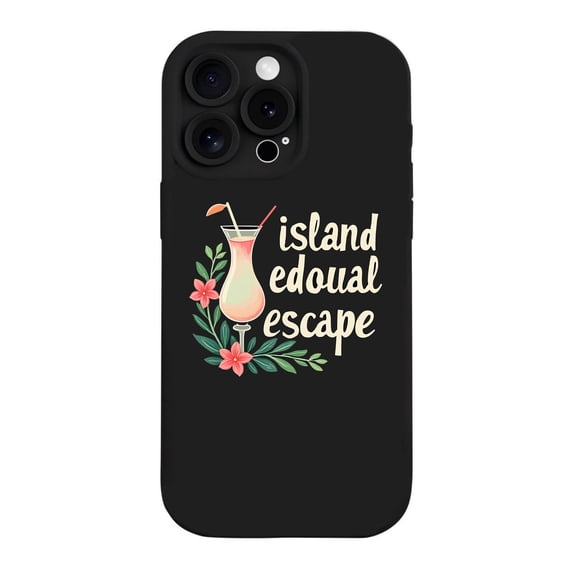 Lightweight iPhone 15 Pro Case - Yellowing Resistant with Tropical Floral Cocktail Design - " Island Edoual Escape " - Perfect for Summer Vibes
