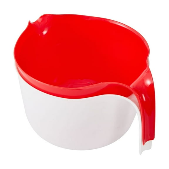 Lightweight plastic pourable mixing bowls for kitchen - set of 2 - Red and White
