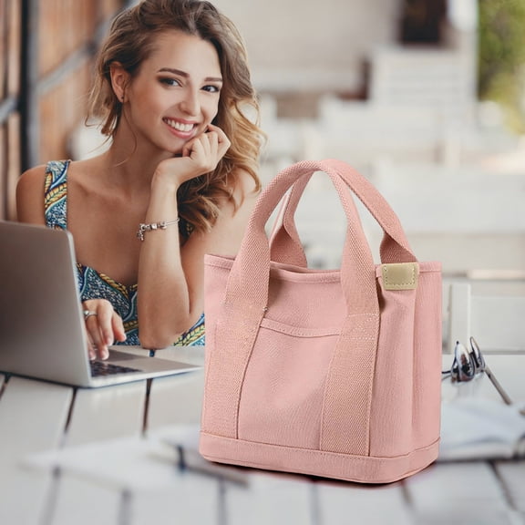 Lightweights Casual Canvas Tote Bag with Crossbody Strap, Multi-Pocket Shoulder Handbag, Durable & Wear-Resistants for Daily Work Shopping Women