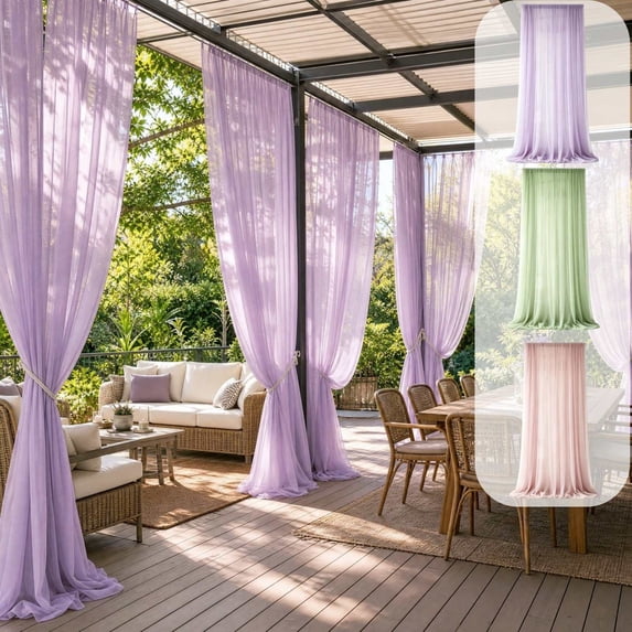 Lightweights Sheer Curtain Panel, Soft Light Filtering, Flowing Mesh Fabric, Drape for Patio Gazebo Porch Window, Green