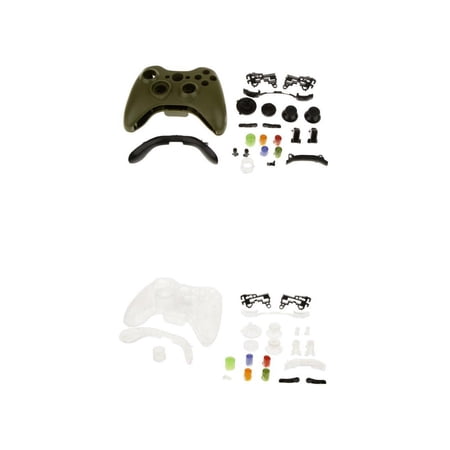 Lightweigted Full Housing Case Cover Protector With Buttons For 360 Wireless Controller - Green And Transparent