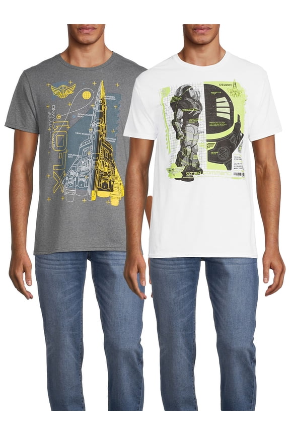Lightyear Men’s Buzz Schematic Men's Short Sleeve Graphic Tee Bundle, 2-Pack