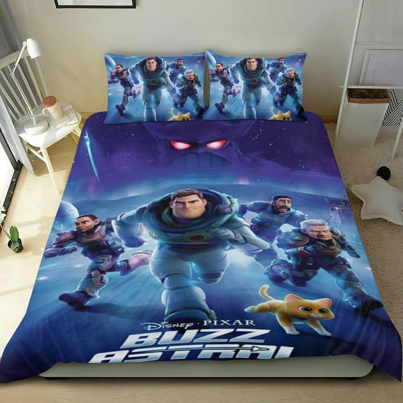 Lightyear Themed Bed Sheet Set Three Piece Set 68x86 In ches Comfortable And Skin Friendly Unique Design Creating A Star Gifts For Family Friends fans
