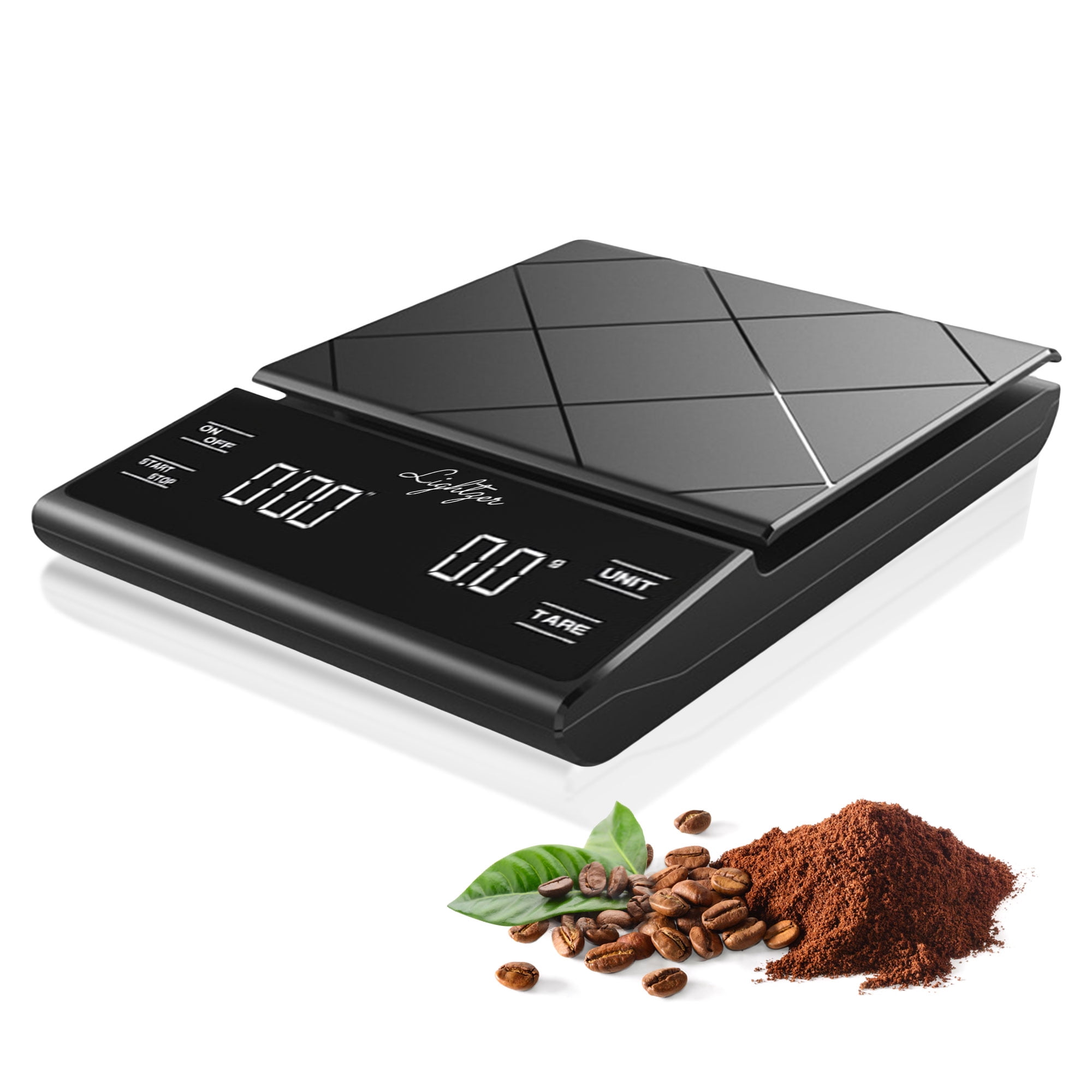 Elitra Home Round Digital Coffee Scale with Built-In Timer, Black