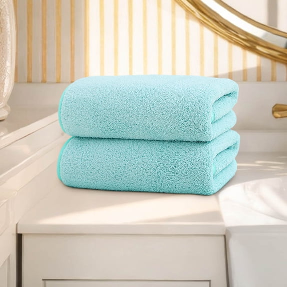 Lignoak 2Pcs Towel Bath Towel Set Velvet Spun Highly Absorbent Soft Bath Towel Suitable For Bathroom Spa Gym Green 35*75Cm