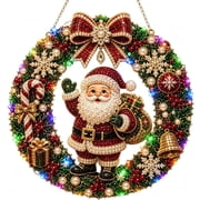 Lignoak Christmas Diy Pearl Light Wreath, Beaded Garland For Holiday Tree Home Decor A 24*24*1Cm