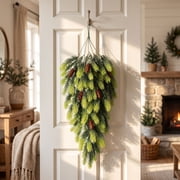 Lignoak Christmas Garland 74Cm With Pinecones Berries, Thick Artificial Dense Pine Needle Hanging Decor For Mantel Door Window Indoor Outdoor Green A