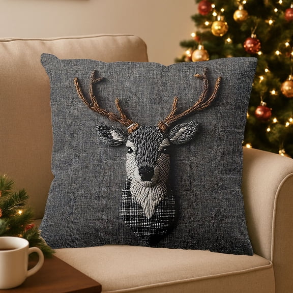 Lignoak Christmas Pillow Covers 17.7X17.7 Inches Decorative Pillow Cases With Soft Fabric Hidden Zipper For Home Decor Gray A