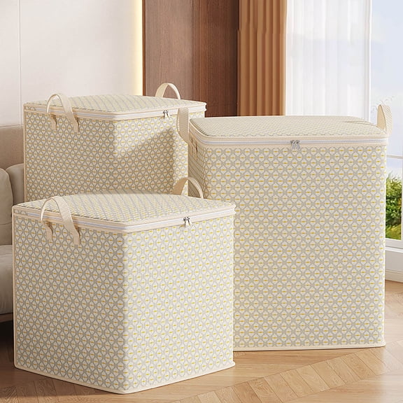 Lignoak Non Woven Gray Corrugated Clothes Storage Bag, 30L 110L 150L 220L Home Bedroom Sorting Organization, Durable Carrying Beige 30L