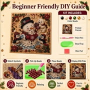 Lignoak Painting Artart Kits For Adults, Diy Christmas Painting Kit With Canvas Beads Pen Wax Tray Photo Frame C 20X20X3Cm