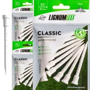 Lignum Tee - Classic Golf Tees - White 82mm - 12 Pieces/bag 3-Pack