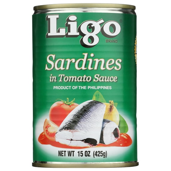 Ligo Green Sardines, in Tomato Sauce, 15 oz Can