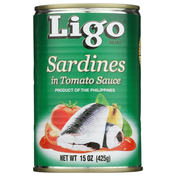 Ligo Green Sardines, in Tomato Sauce, 15 oz Can