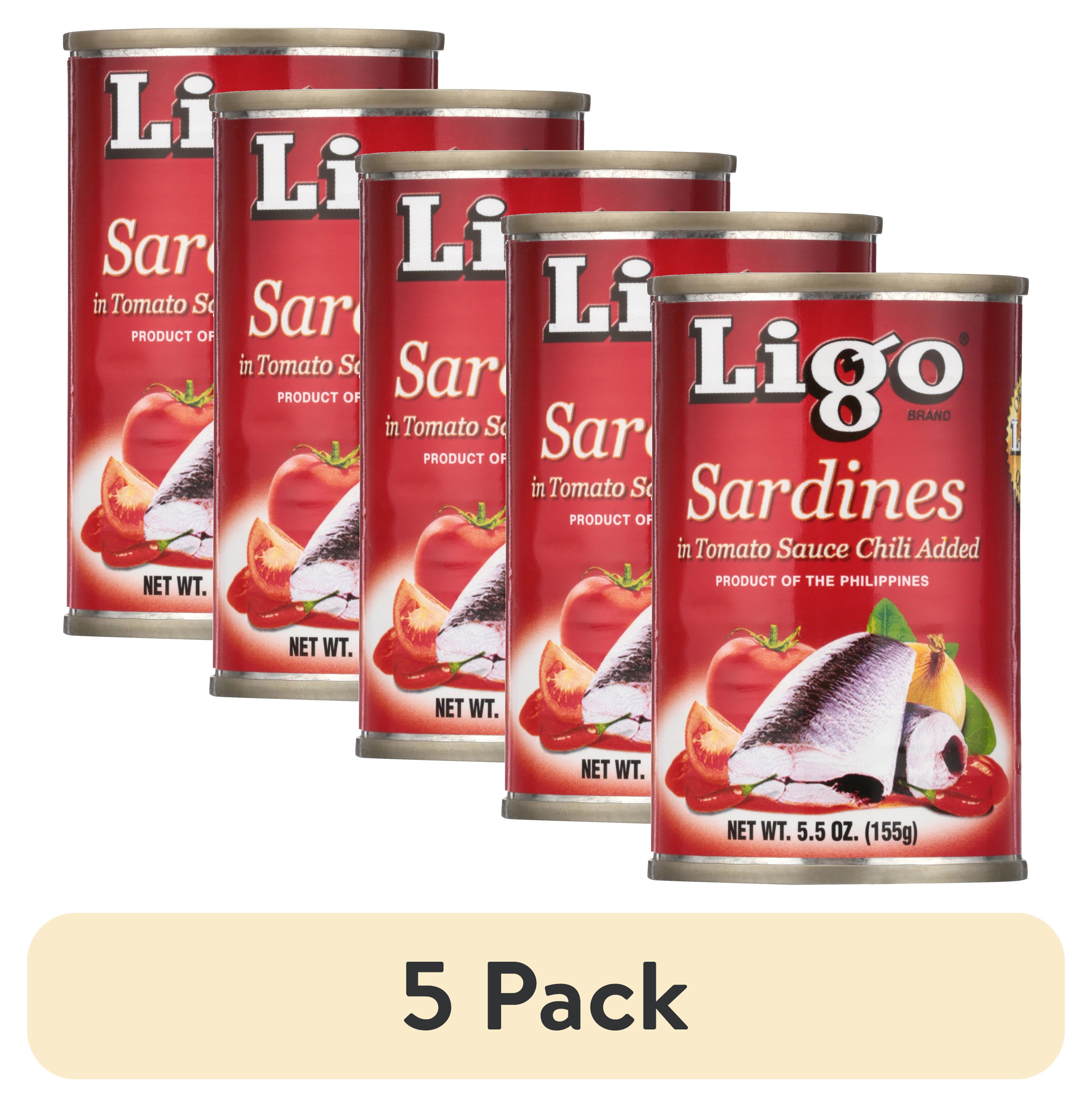 (5 pack) Ligo Sardines in Tomato Sauce with Chili Added, 5.5 oz