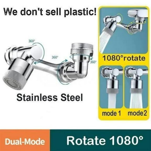 LigoWave 1080 Degree Rotatable Extension Faucet ,Stainless Steel  Bathroom Tap Extend Adapter, 2 Spray Modes