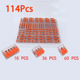 thumbnail image 1 of LigoWave 114Pcs/Set Cable Connector Wire 2/3/5 Way Junction Compact Box Universal Connectors Quick Terminals,Orange, 1 of 11