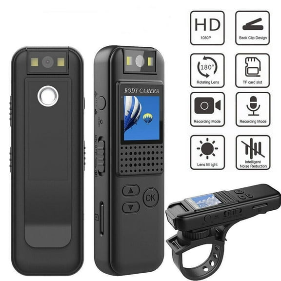 LigoWave 180 Rotate Mini Body Camera - 1080p Wearable Camcorder with Night Vision,Black