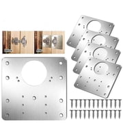 LigoWave 4PCS Kitchen Cupboard Door Hinge Repair Kit,Plate and Fixing Screws Cabinet Hinges,Silvery