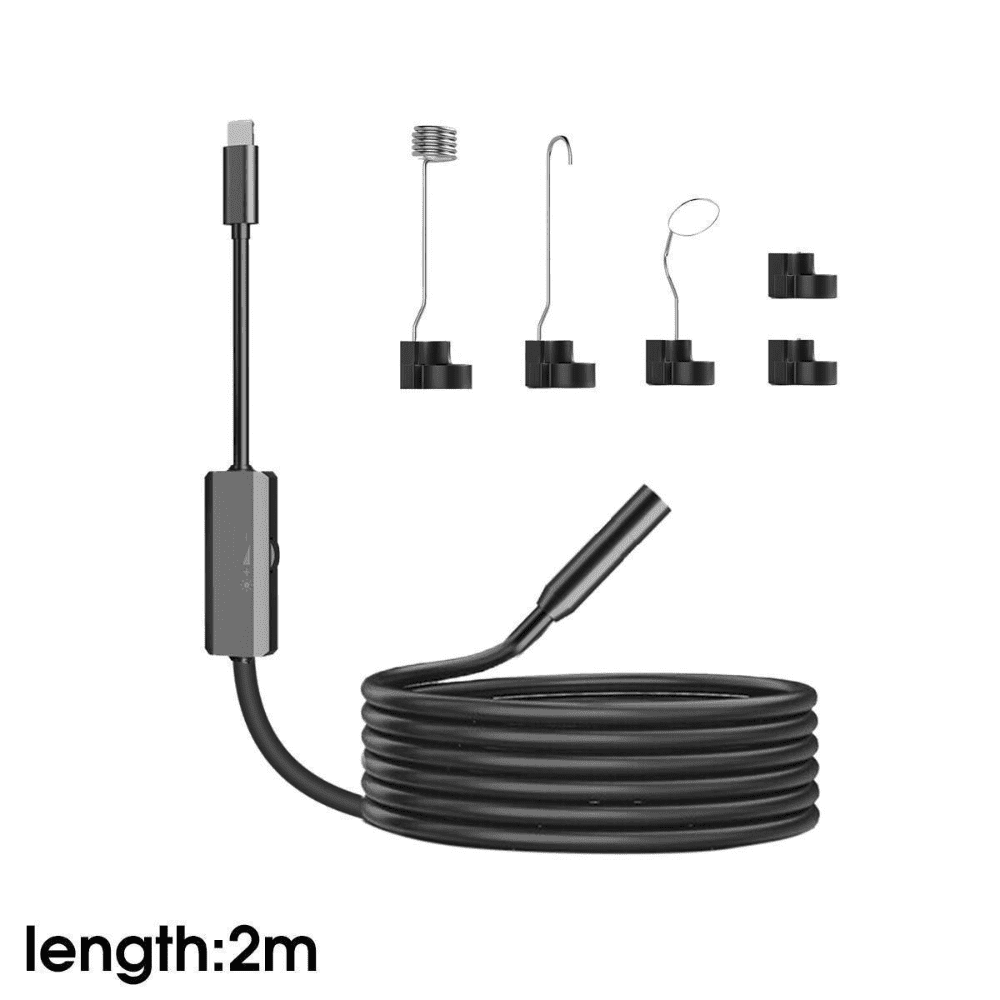 LigoWave 8 LED Lights with Adjustable Brightness Waterproof Endoscope Inspection Camera for iOS iPhone,2M Black
