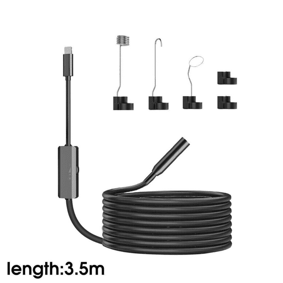 LigoWave 8 LED Lights with Adjustable Brightness Waterproof Endoscope Inspection Camera for iOS iPhone,3M Black Hard Wire