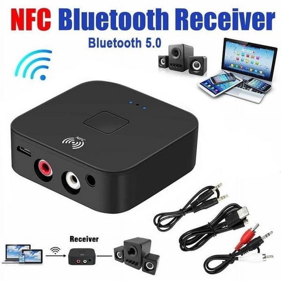 LigoWave Bluetooth 5.0 Receiver Wireless 3.5mm AUX NFC to 2RCA Audio Stereo Adapter