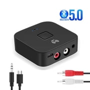 LigoWave Bluetooth 5.0 Receiver Wireless, 3.5mm Aux Nfc to 2Rca Audio Stereo Adapter,Black