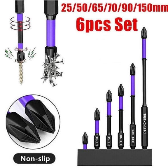 LigoWave D1 Anti-Slip and Shock-Proof Bits, Screwdriver Bits,High Hardness Strong Magnetic Cross Drill Bit Set,6Pcs/Set
