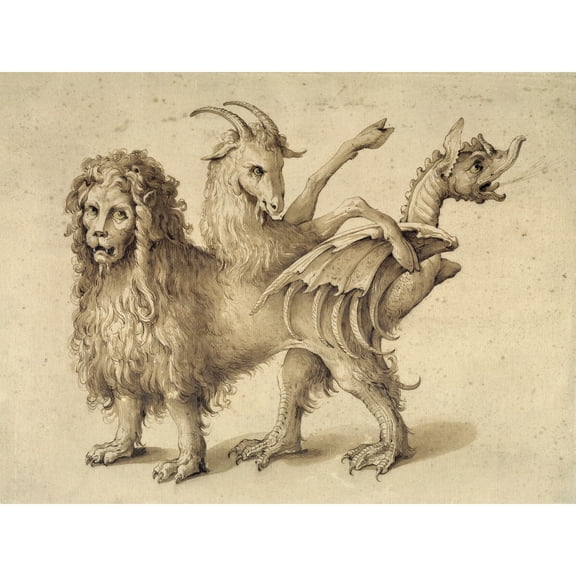 Ligozzi Chimera Greek Mythology Creature Drawing Extra Large XL Wall Art Poster Print