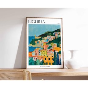 Liguria Italy Travel Italian Riviera Classic Art Poster , Poster Print Only