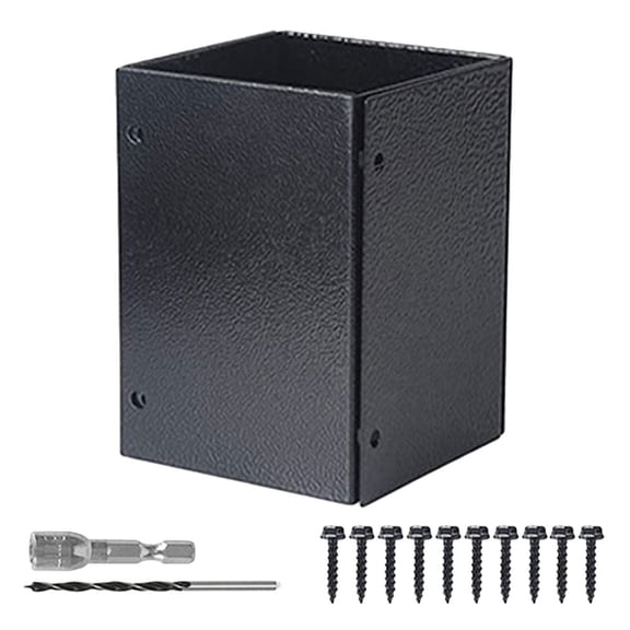 Sturdy Stainless Steel Post Base Protectors for Home with Black Color and Smooth Edges 1 Set