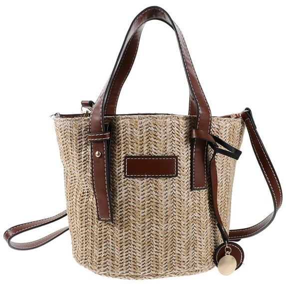 Lihe 1Pc Weaving Bucket Bag Decorative Shoulder Bag Fashion Portable Crossbody Bag