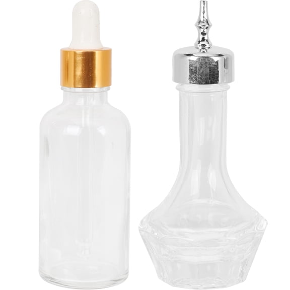 TABLETREANDS Bitters Bottle Glass Golden 2Pcs 4.4x1.4x1.4in