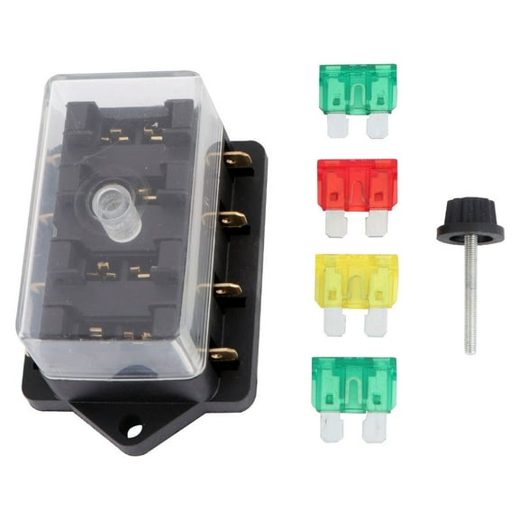 Lihe 4-Way LED Illuminated Fuse Box Holder Block with 10A / 20A / 30A / 30A 4 for Automotive Boat Marine Car Van