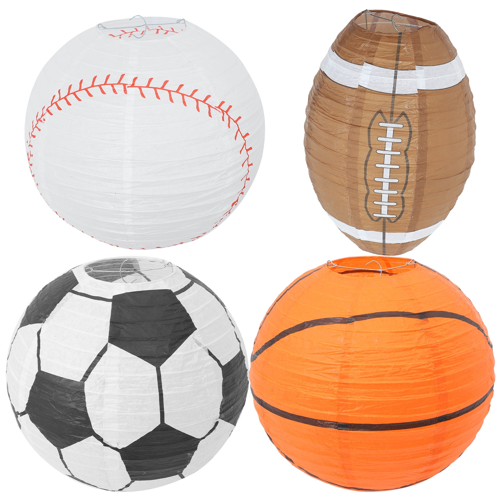 CATIEBYE 4Pcs Assorted Color Sports Party Paper Lanterns Durable Paper and Iron Craft