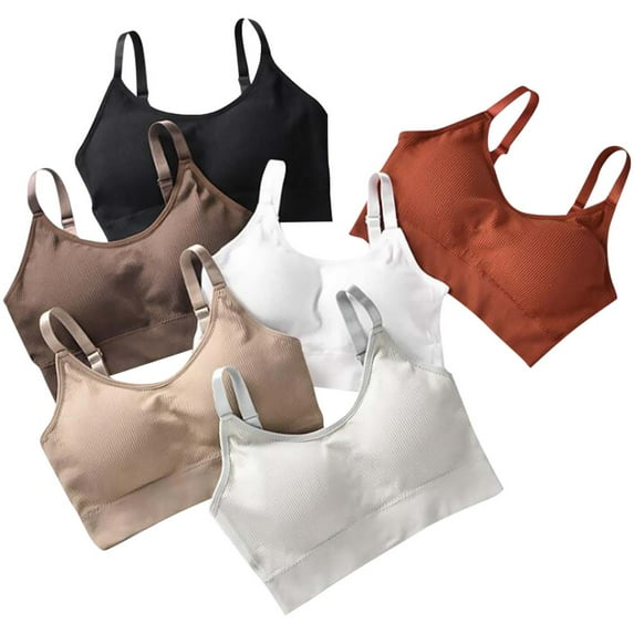 Lihe 6pcs Women Camisole Bras Adjustable Seamless Bralettes Bandeau Sleeping Bras