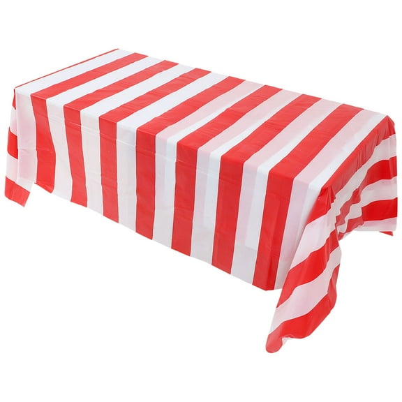 Lihe Striped Circus Tablecloth Reusable Plastic Table Cover Carnival Theme Party Decoration
