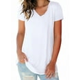 thumbnail image 1 of Liher T-shirts for Women Short Sleeve V-Neck Summer Tops Casual Loose Plain Tunic Blouse White Tee Clothes Size XL, 1 of 6