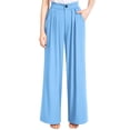 thumbnail image 1 of Liher Women Straight Leg Pants Casual Work Wide Leg Trousers Pleate Palazzo Pants Flowy Summer Pant Blue Bell Bottoms with Pocket Clothes Size M, 1 of 5